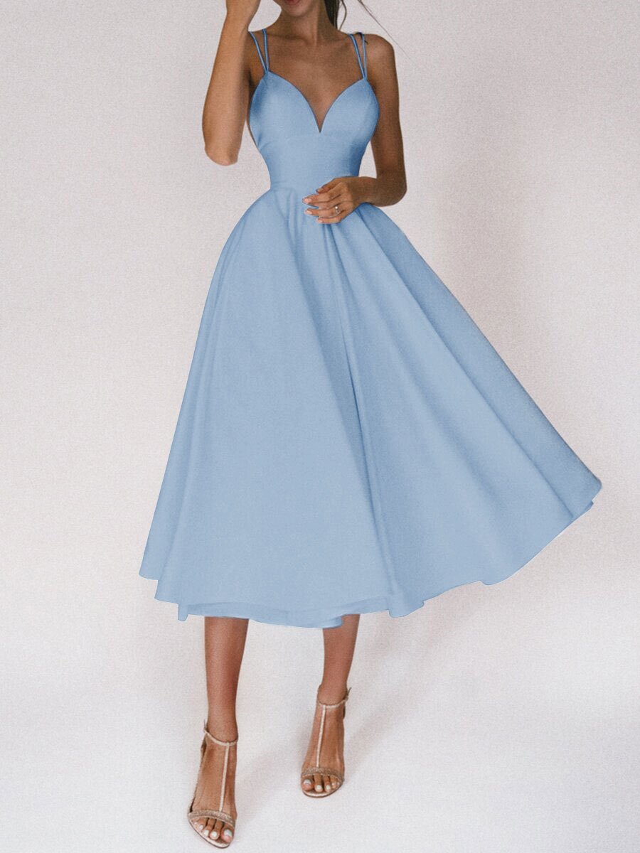 S4R-Sexy V-neck Suspender Dress Summer Fashion A-Line Long Dresses For Women