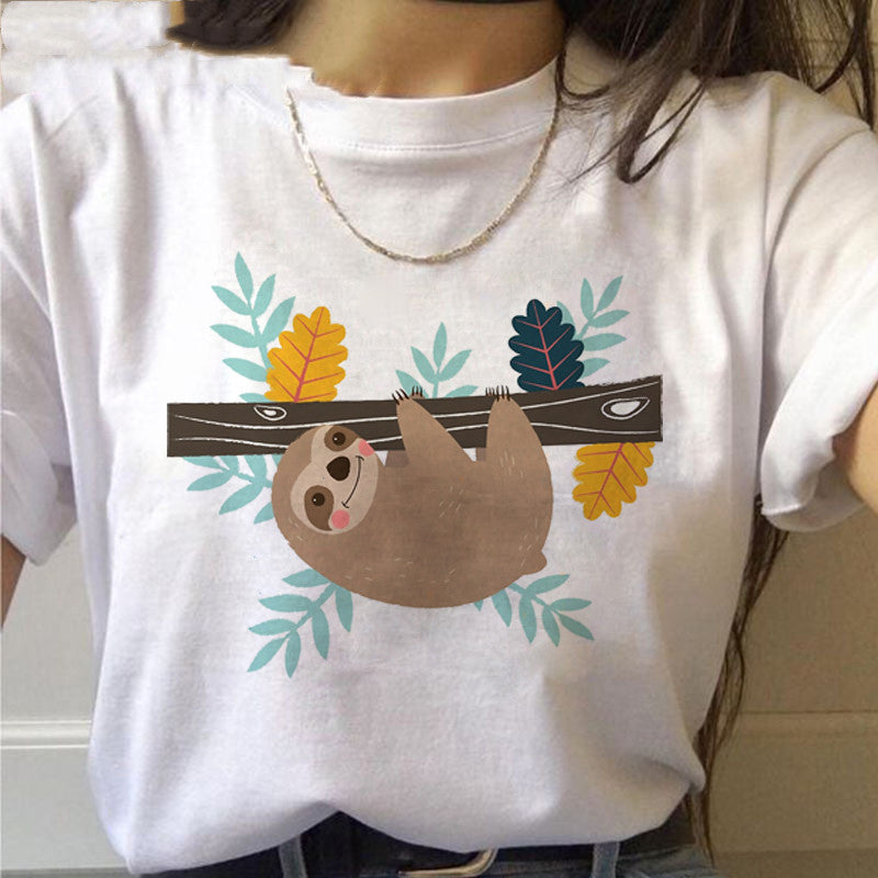 S4R-Sloth Kawaii Printed Women T-shirts