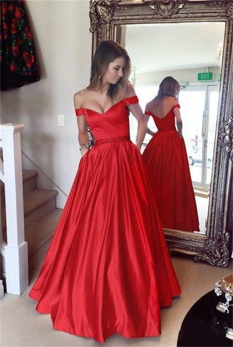 S4R-Women's Fashion Solid Color Party Dresses