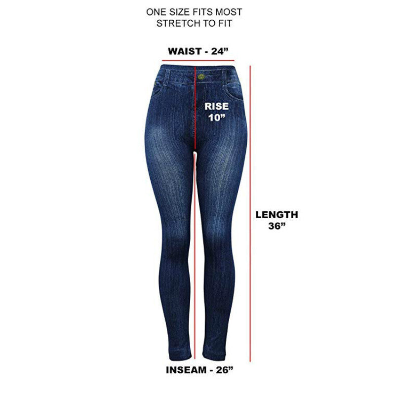S4R-Women Leggings Plus size Faux Denim Jeans Leggings