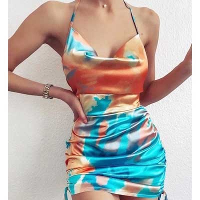 S4R-Women''s Sexy Backless Suspender Skirt Dresses
