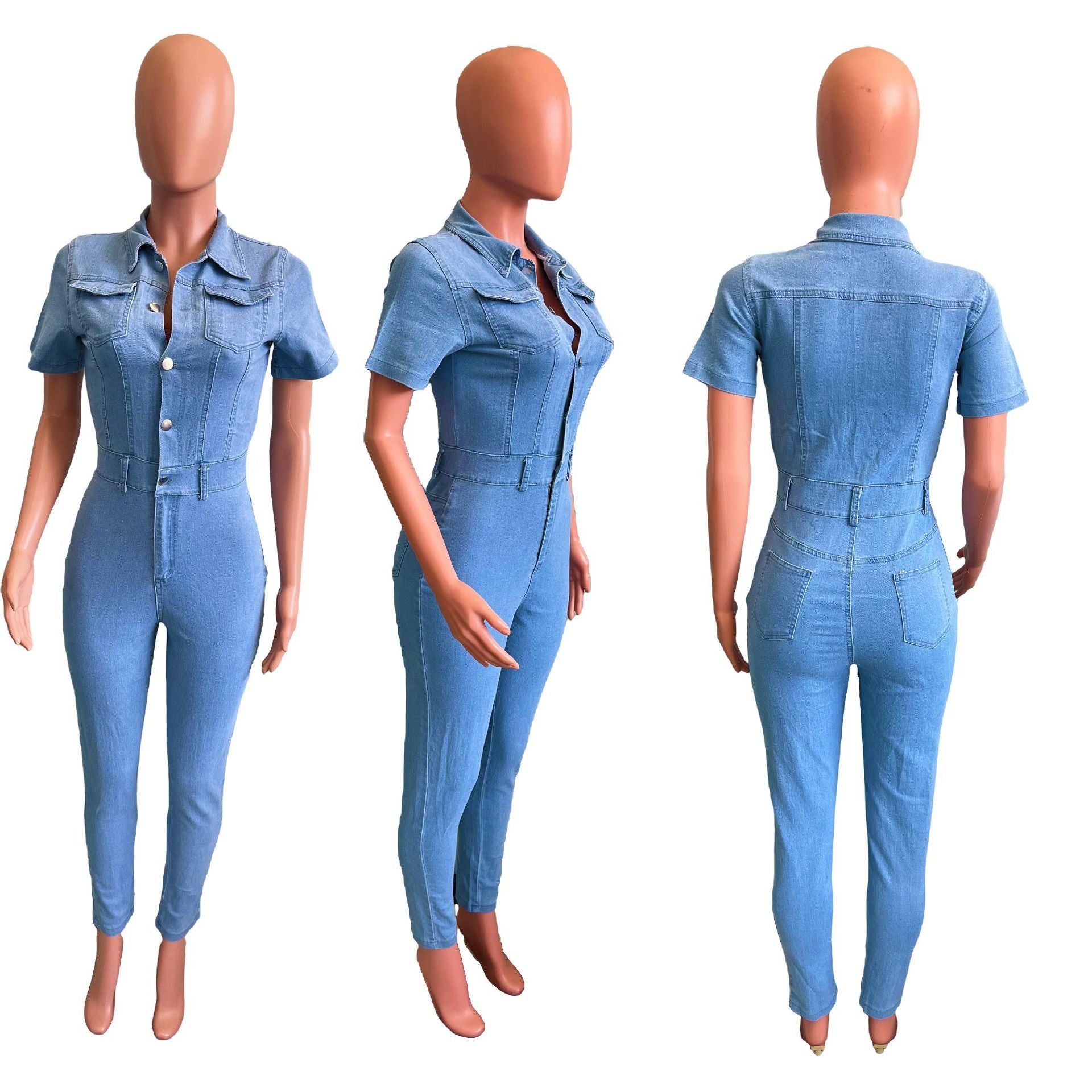 S4R-Fashion Skinny Denim Jumpsuit Women's Jeans