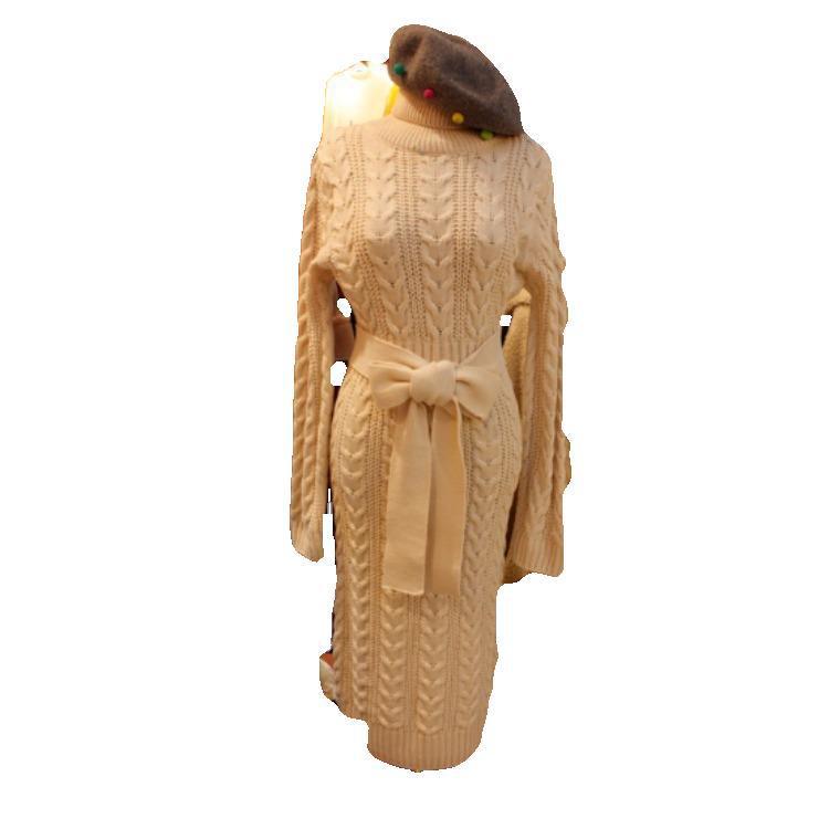 S4R-Turtleneck knitted bottoming sweater dress