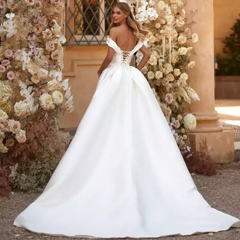 S4R-Wedding Dresses Mermaid Bride Dress With Detachable Train