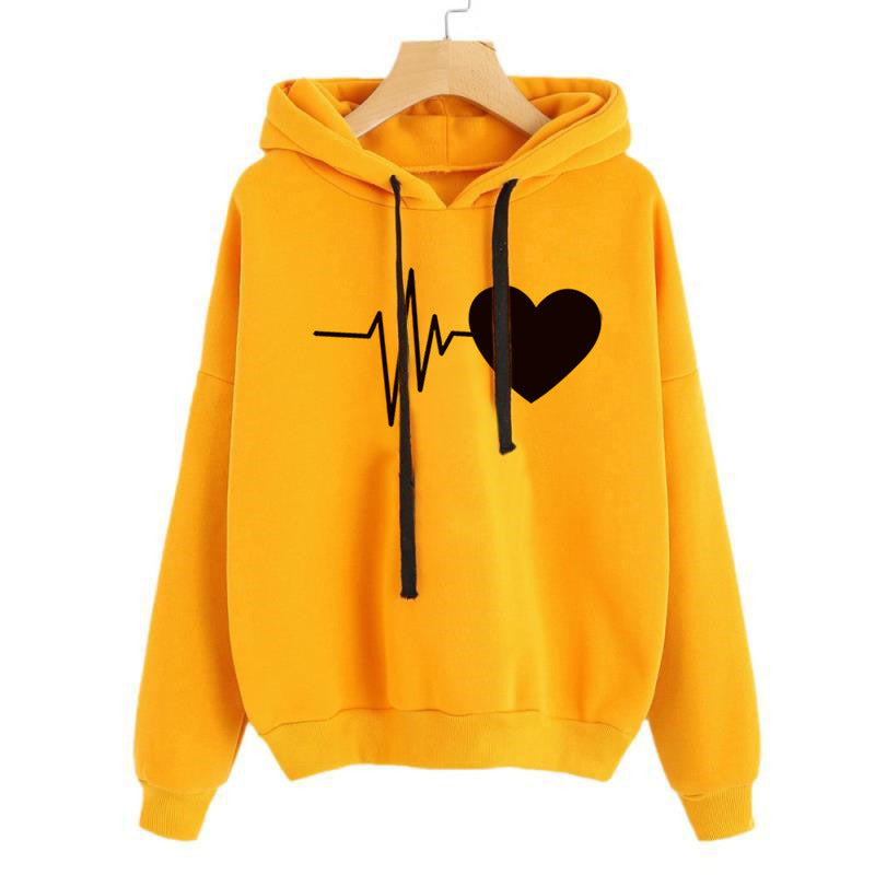 S4R-Heart Print Streetwear Hoodies Women Sweatshirt Spring Autumn Long Sleeve Hoodie Clothes