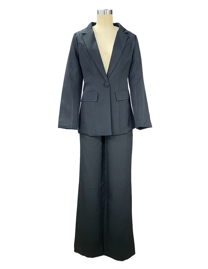 S4R-2 Piece Set Spring Elegant Solid Long Sleeve Blazer Suit And Pants For Women Autumn Classic OL Street Outfit