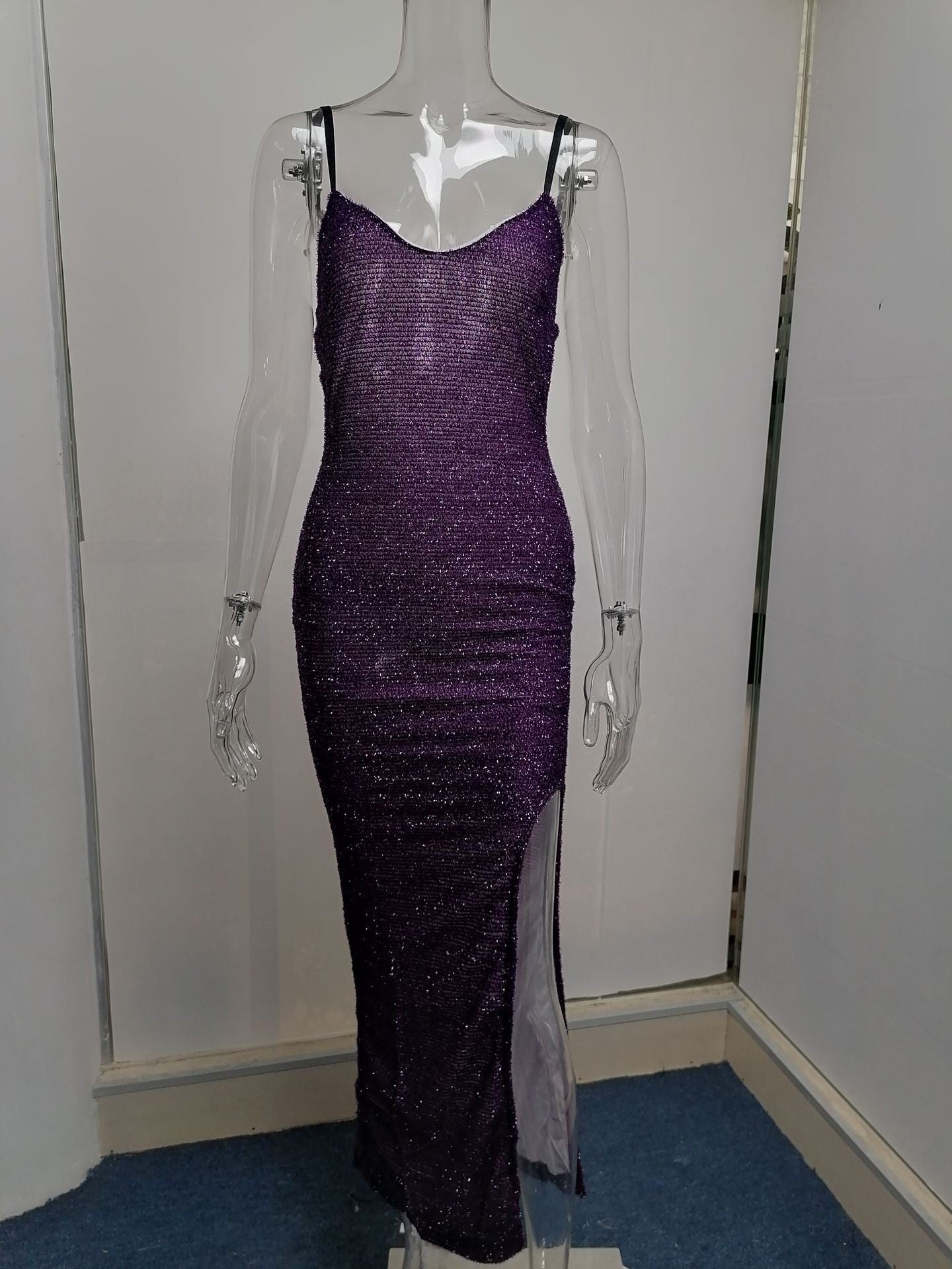 S4R-Women's High-end High-waisted Evening Dresses With Suspenders And V-necks
