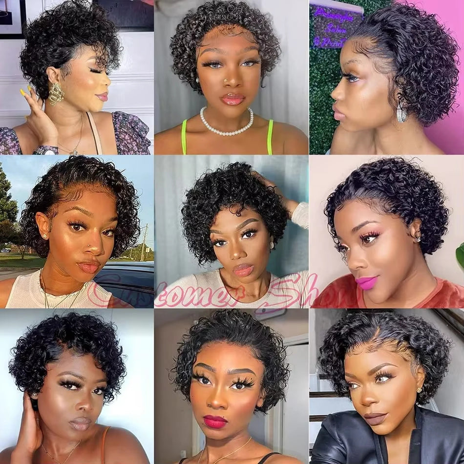 S4R-Brazilian Pixie Cut Wig Human Hair 13X1 Short Curly Lace Front Wigs Human Hair Short Curly Wigs For Black Women Human Hair