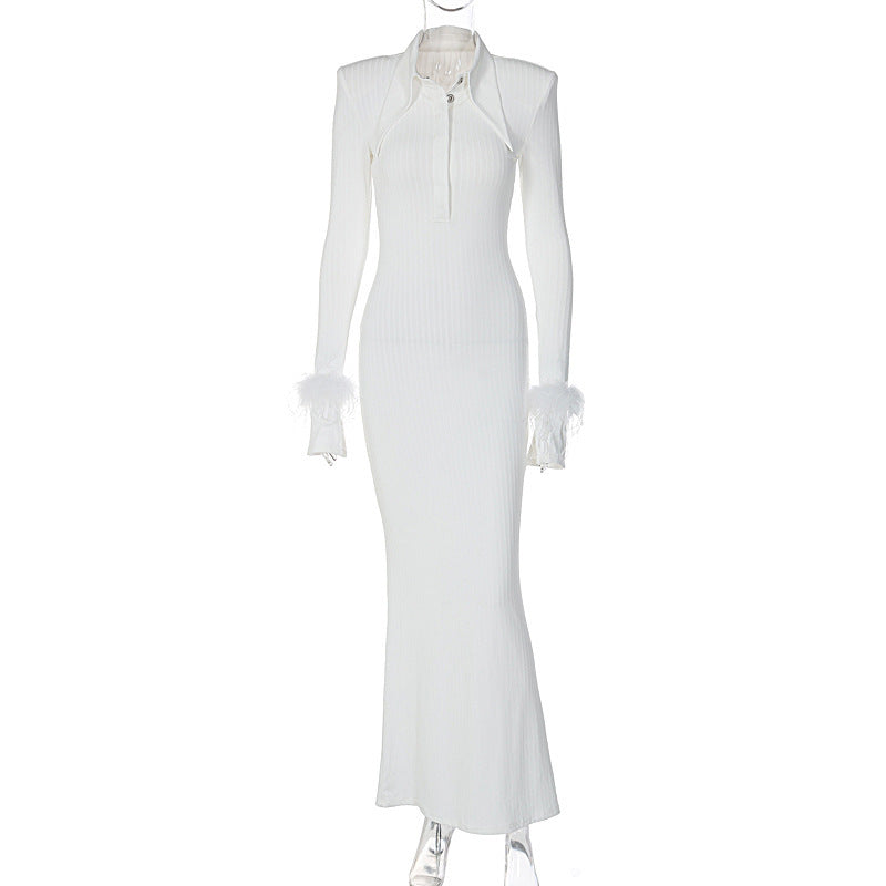 S4R-Women's Fashion Temperament Polo Collar Long Dresses