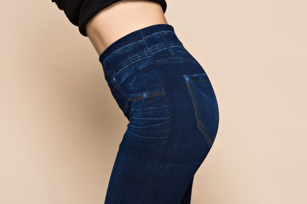 S4R-Women Leggings Plus size Faux Denim Jeans Leggings