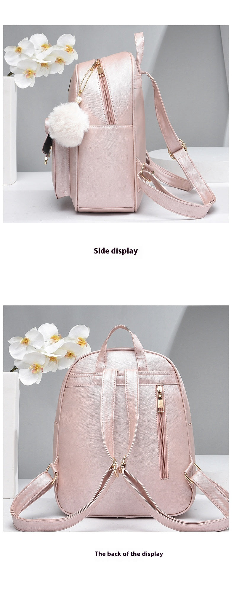 S4R-Fashion Women's Bags PU Bow Composite Bag Young Girl Student Cute Shoulders Backpack Crossbody Bags Coin Purse 3pcs Set
