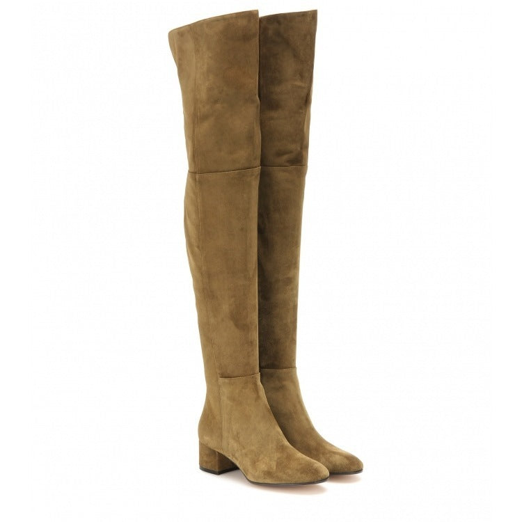 S4R-Thigh High Flat Boots Over the Knee Boots Gray Women's Boots High Boots