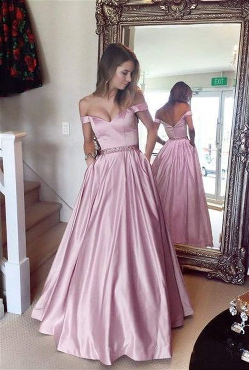 S4R-Women's Fashion Solid Color Party Dresses