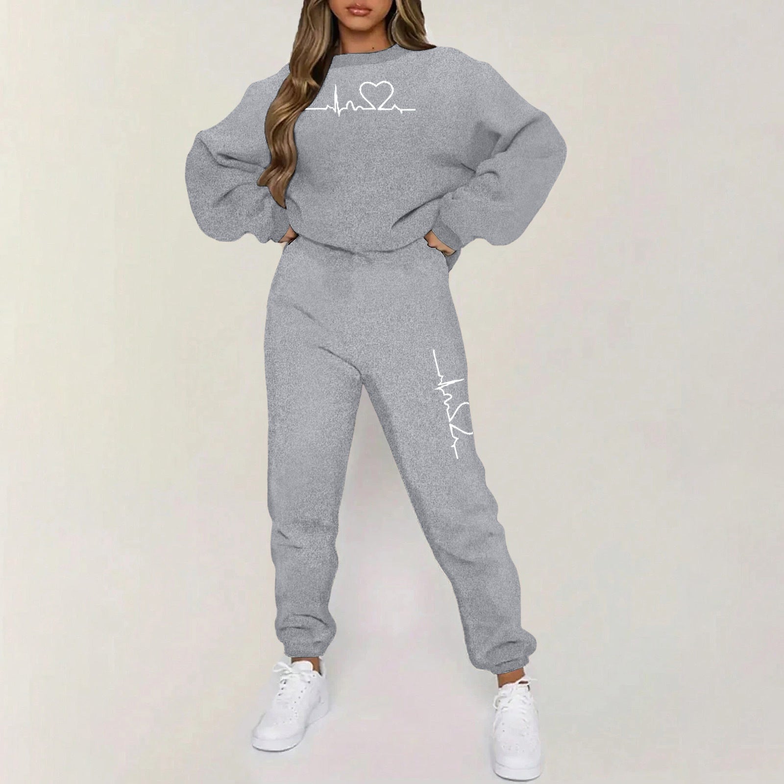 S4R-Couple Print Sports Hooded Fleece-lined Sweaters Women's Clothing