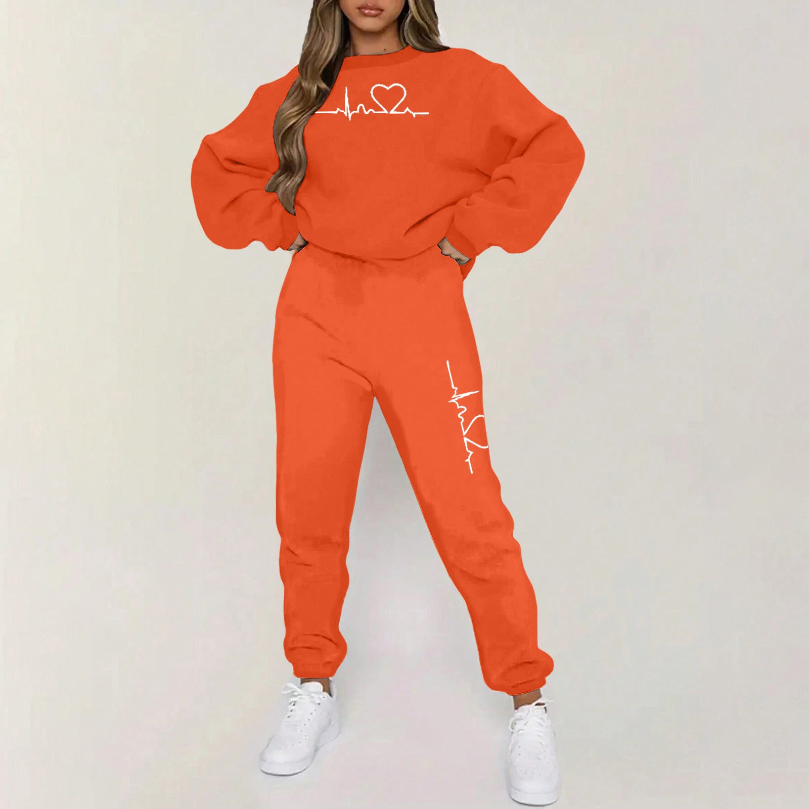S4R-Couple Print Sports Hooded Fleece-lined Sweaters Women's Clothing