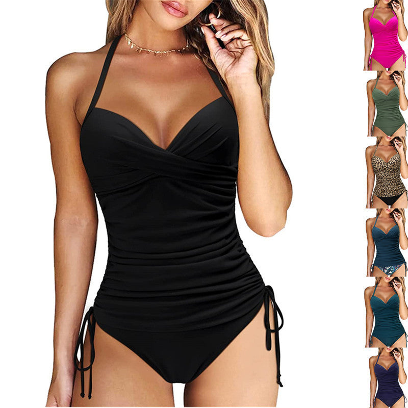 S4R-Women's Separated Swimwear Solid Color Nylon Slim Fit Slim Looking Clothes