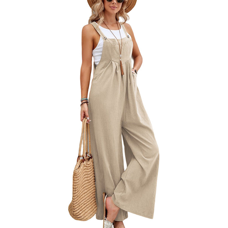 S4R-Women Long Bib Pants Overalls Casual Loose Rompers Jumpsuits With Pockets