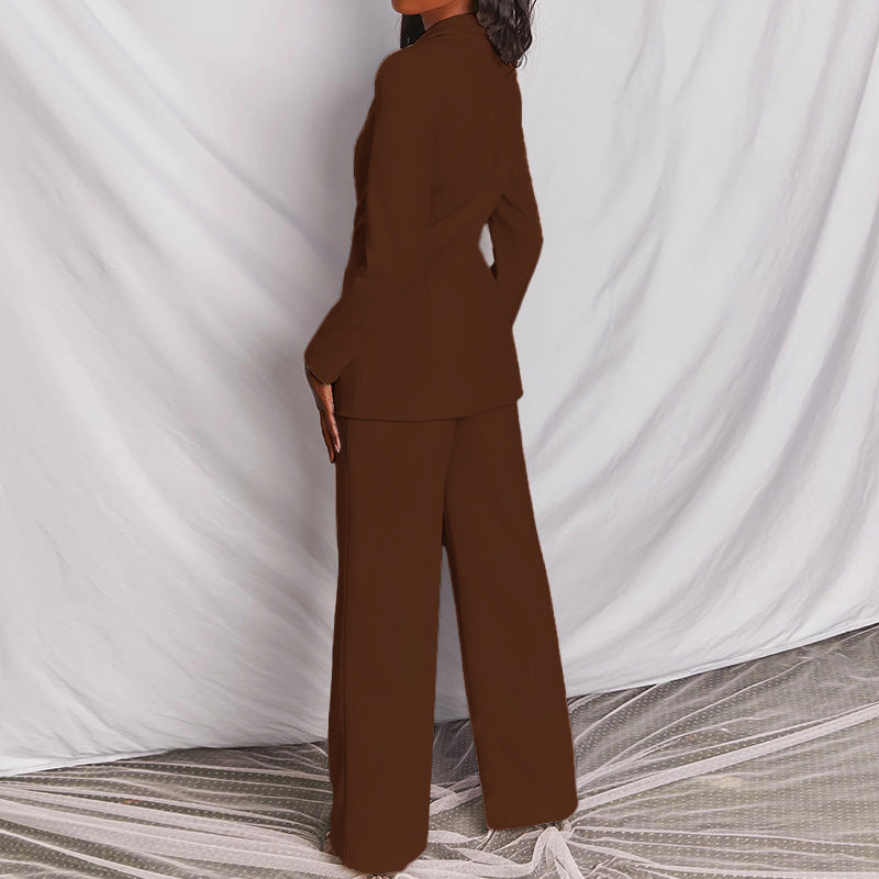 S4R-2 Piece Set Spring Elegant Solid Long Sleeve Blazer Suit And Pants For Women Autumn Classic OL Street Outfit