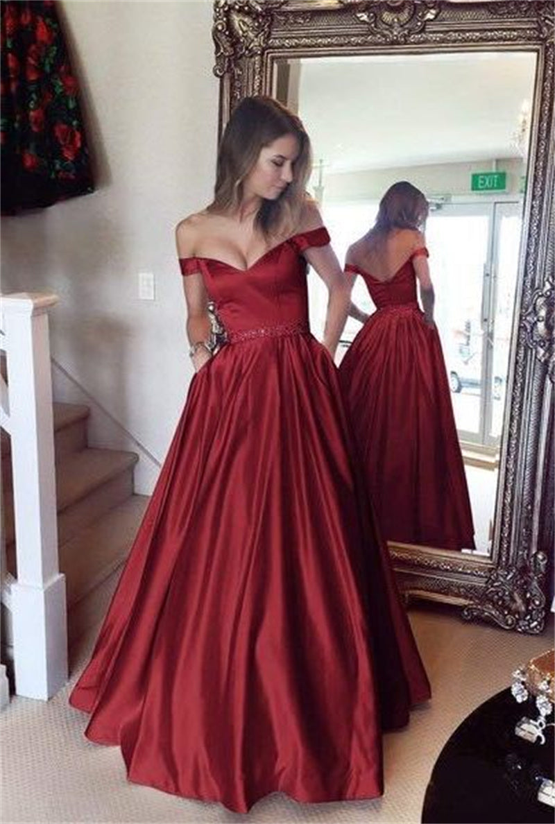 S4R-Women's Fashion Solid Color Party Dresses