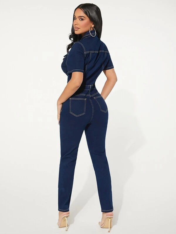 S4R-Fashion Skinny Denim Jumpsuit Women's Jeans