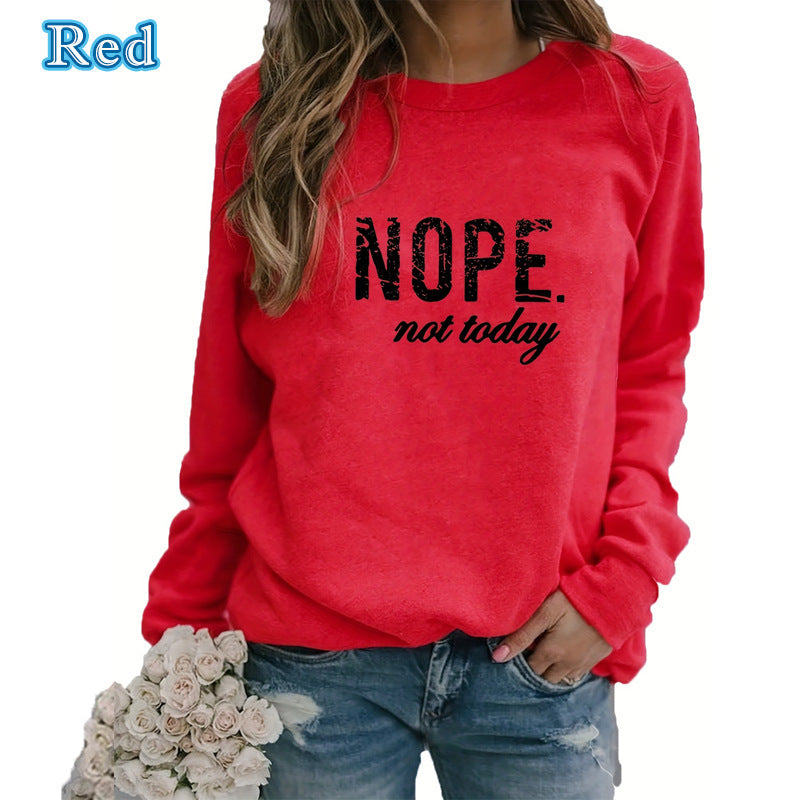 S4R-European And American Letter Printing Capless Round Neck Sweaters Women's Clothing