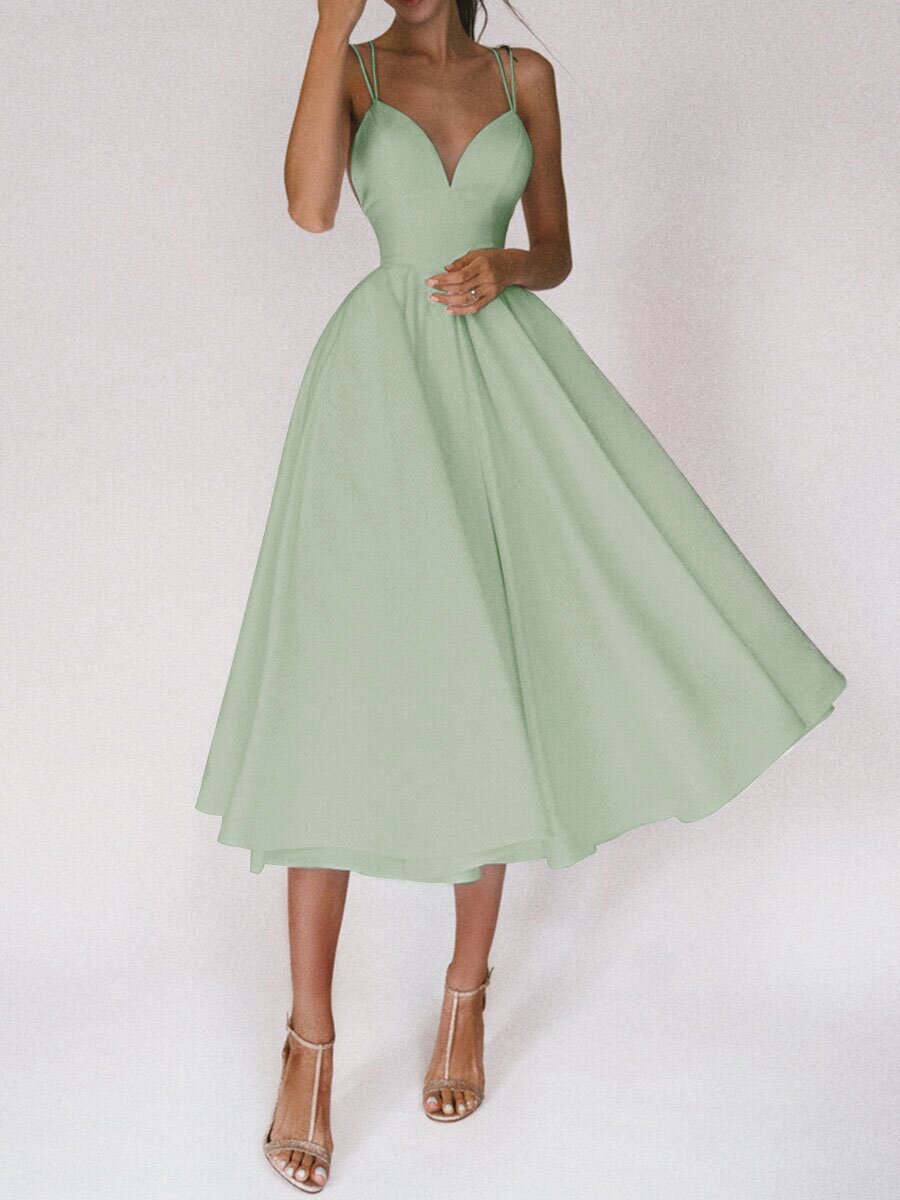 S4R-Sexy V-neck Suspender Dress Summer Fashion A-Line Long Dresses For Women