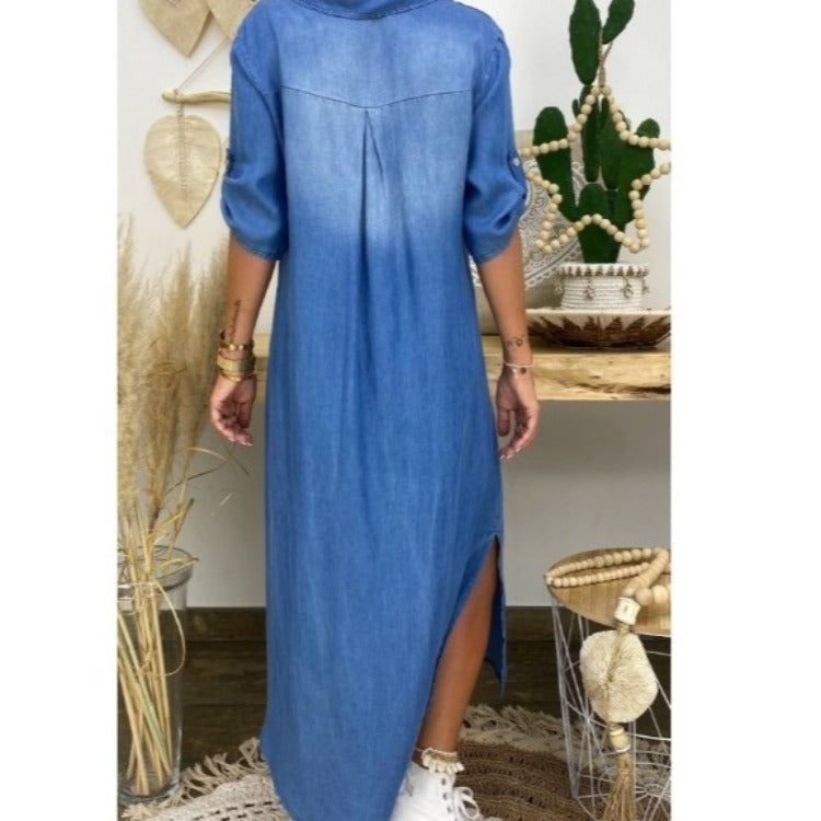 S4R-Plus Size Women's Clothing, Foreign Trade Plus Size, New Washed Denim Dresses