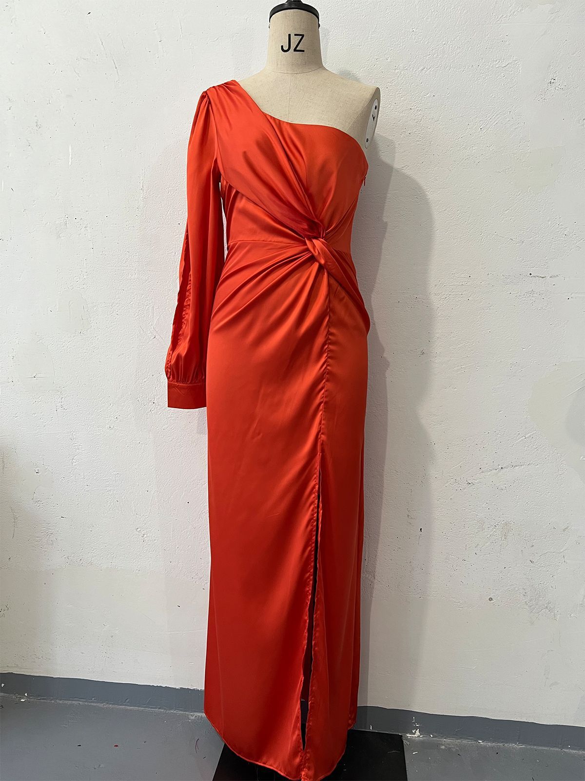S4R-Women's One-shoulder Split Dress Ins Fashion Long-sleeved Slim Long Dresses Party Evening Clothing