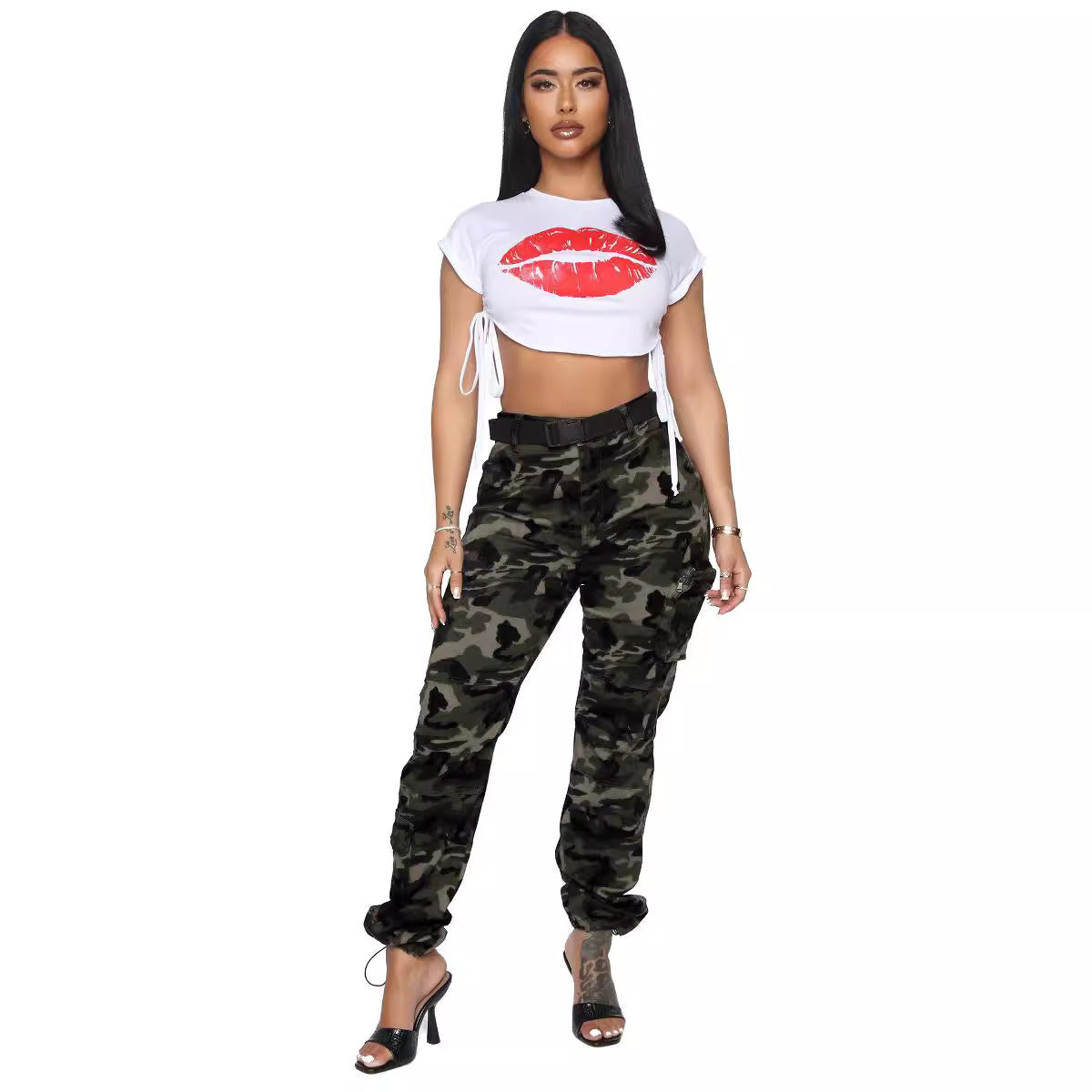 S4R-Denim Camouflage Cargo Pants Jeans Casual
