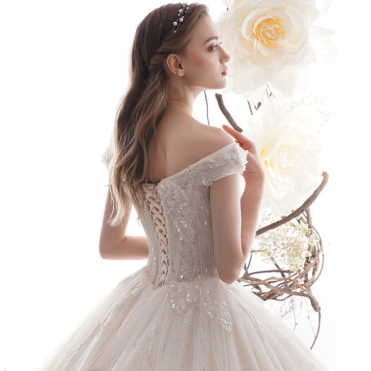 S4R-Women's Fashion Wedding Simple Large Trailing Dresses