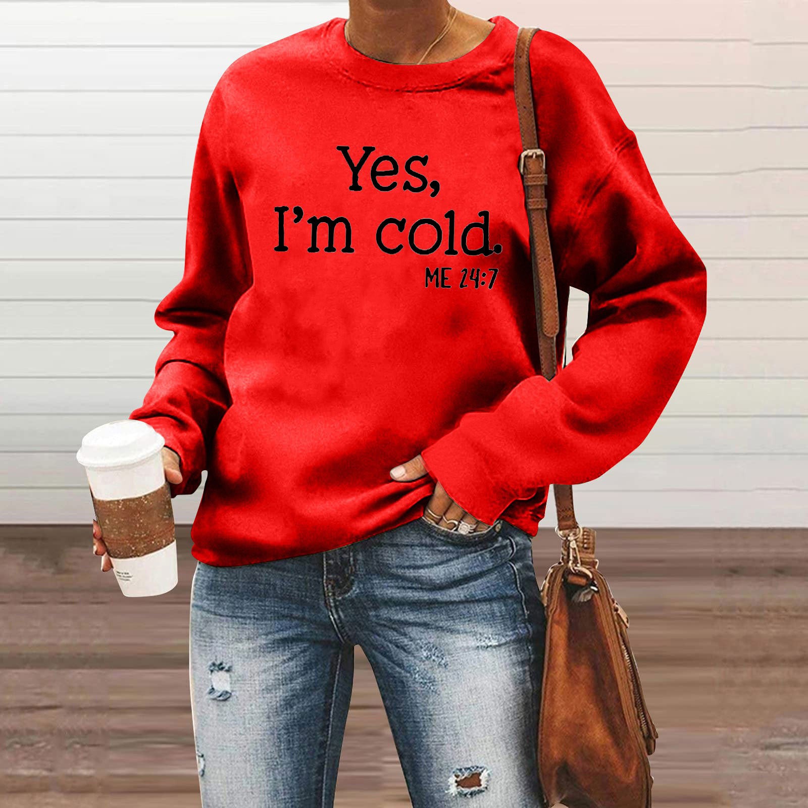 S4R-European And American Letter Printing Capless Round Neck Sweaters Women's Clothing