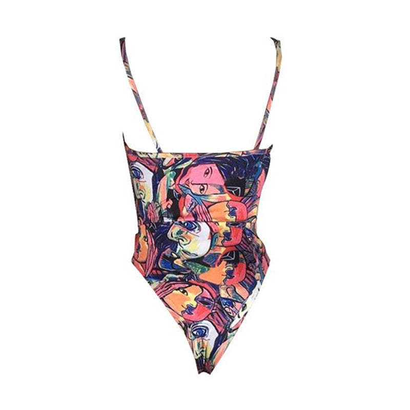 S4R-Bare chest lace one-piece swimsuit