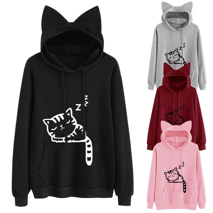 S4R-Long Sleeve Sweatshirt Hoodies Women Casual Crop Top