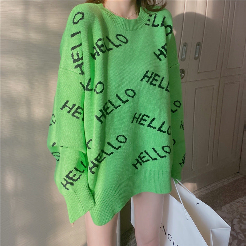 S4R-Loose Fitting, Lazy Style Pullover, Versatile Crew Neck Sweater