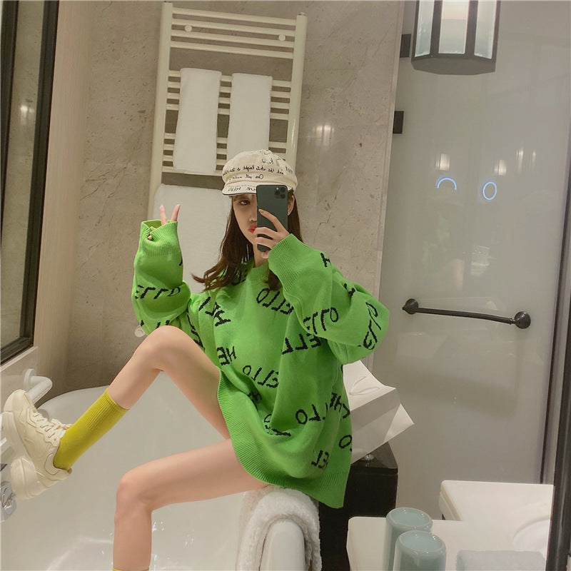 S4R-Loose Fitting, Lazy Style Pullover, Versatile Crew Neck Sweater