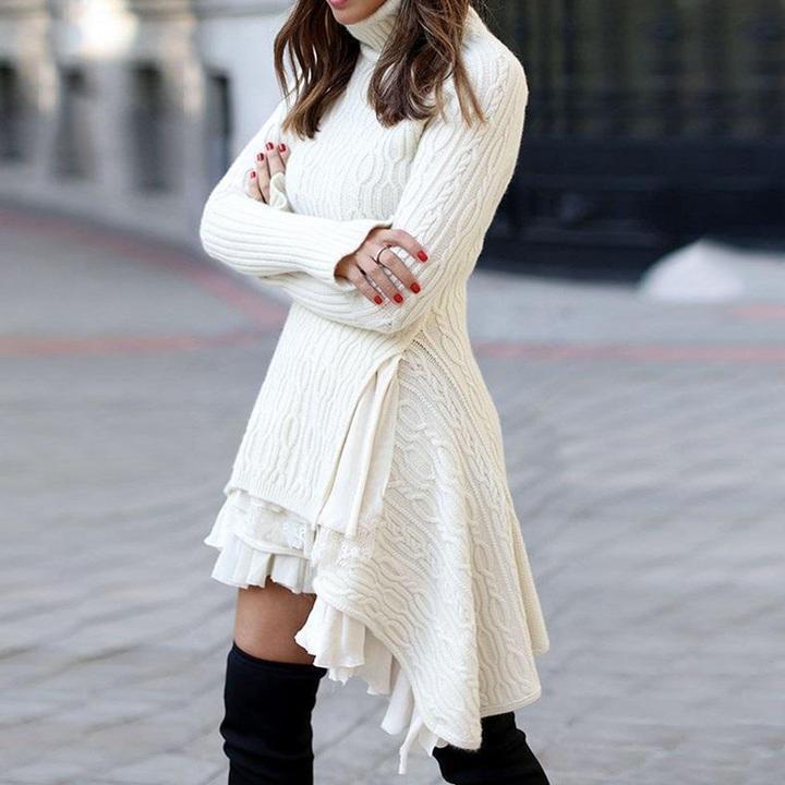 S4R-Sweater Women's New Loose Knit Sweater Dress