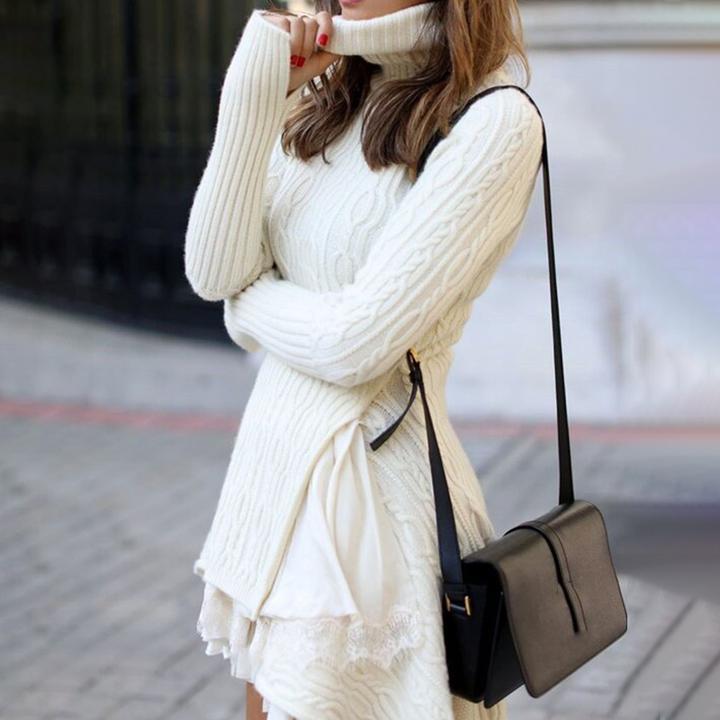 S4R-Sweater Women's New Loose Knit Sweater Dress