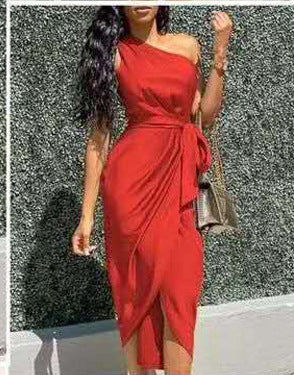 S4R-Dresses with slanting shoulders and irregular straps