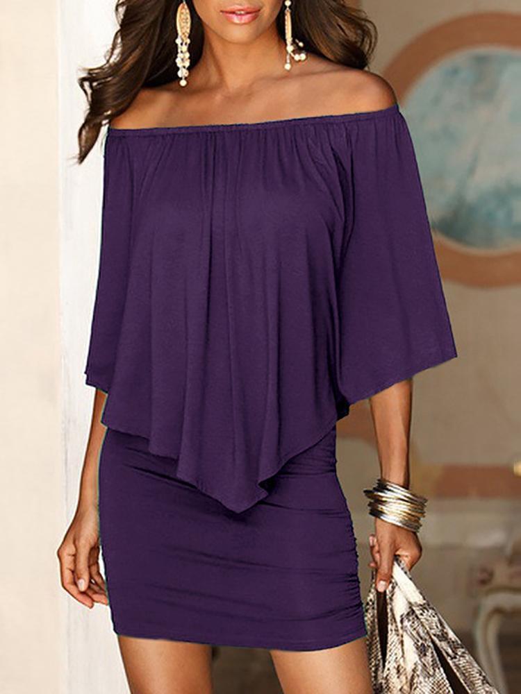 S4R-Mini Off Shoulder Sexy Dresses  Beach Casual Dress