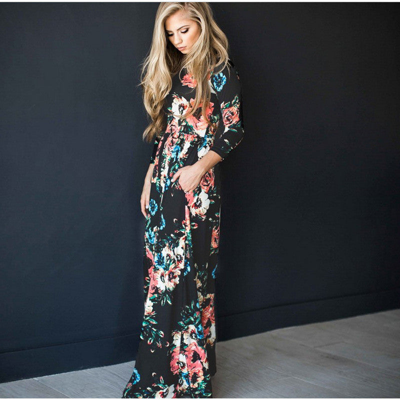 S4R-Fashion Dresses Women Printed Party Gown Ladies