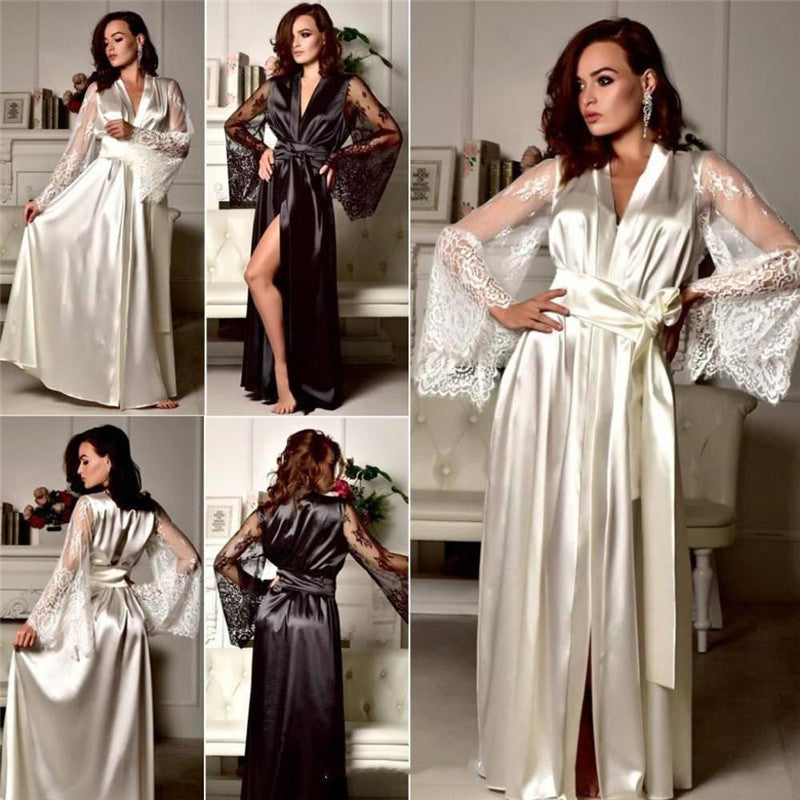 S4R-Stylish Sexy Summer Lingerie Womens Silk Robe Dress Pajama