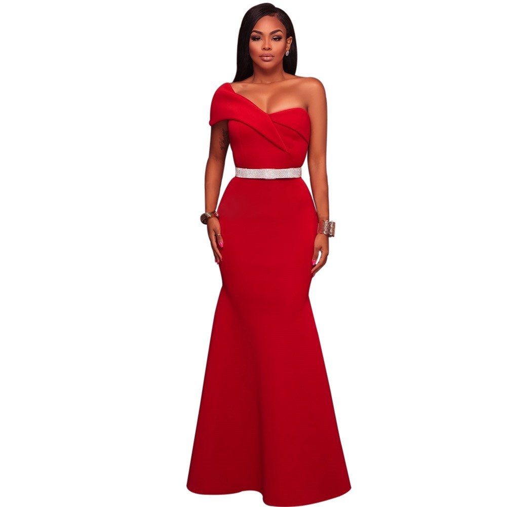 S4R-Ladies Sexy Party Maxi Red Sexy Dress Gown Evening Dresses