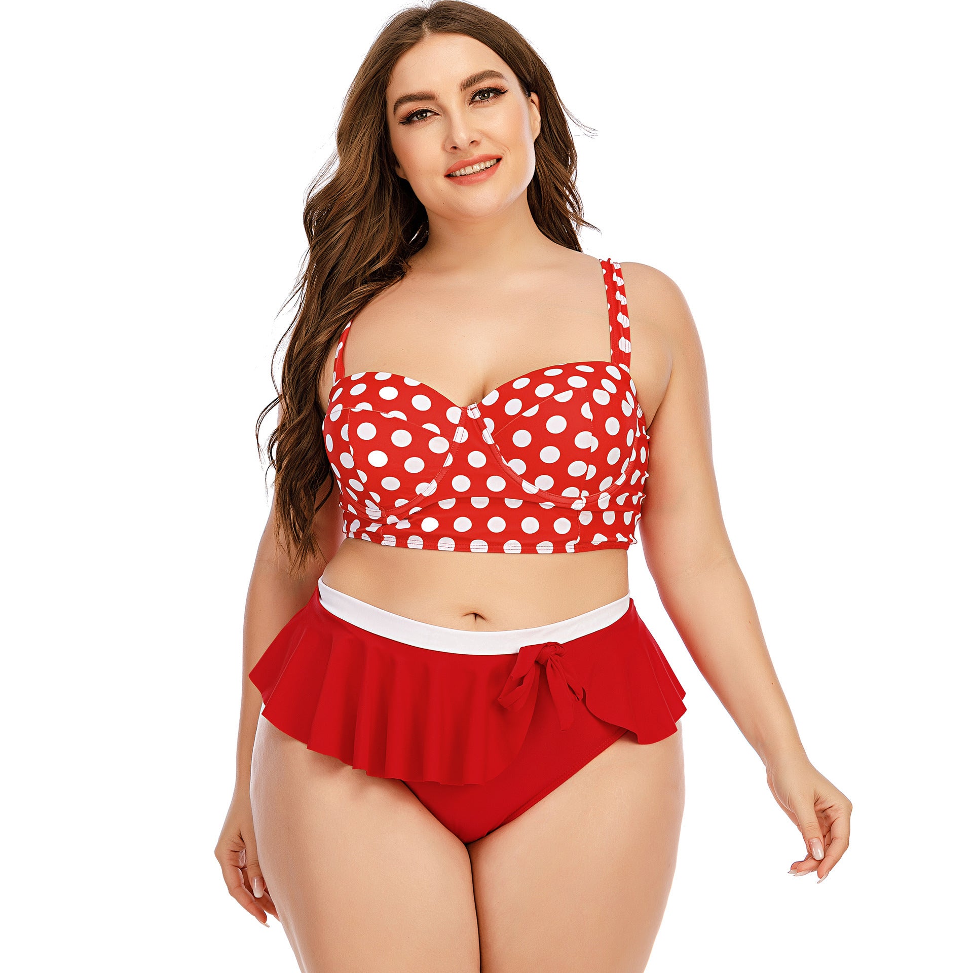 S4R- Large Plus Size Swimwear Female Push Up Bikini With Wave Women Bikini Set Two Pieces Swimsuit Bathing Suit Swim Beach Dress