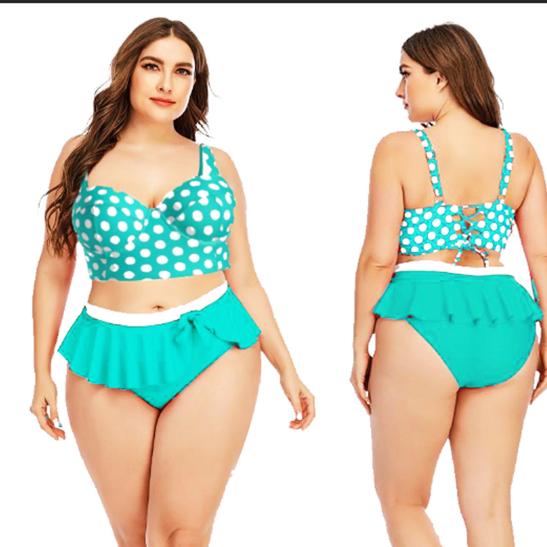 S4R- Large Plus Size Swimwear Female Push Up Bikini With Wave Women Bikini Set Two Pieces Swimsuit Bathing Suit Swim Beach Dress