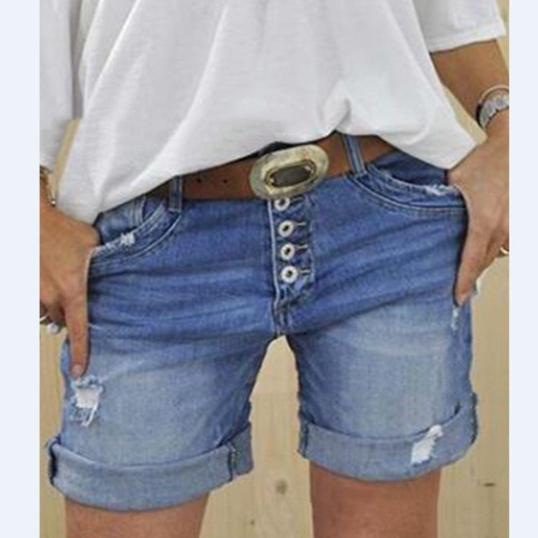 S4R-Ladies Denim Shorts Ripped Sexy Denim Shorts