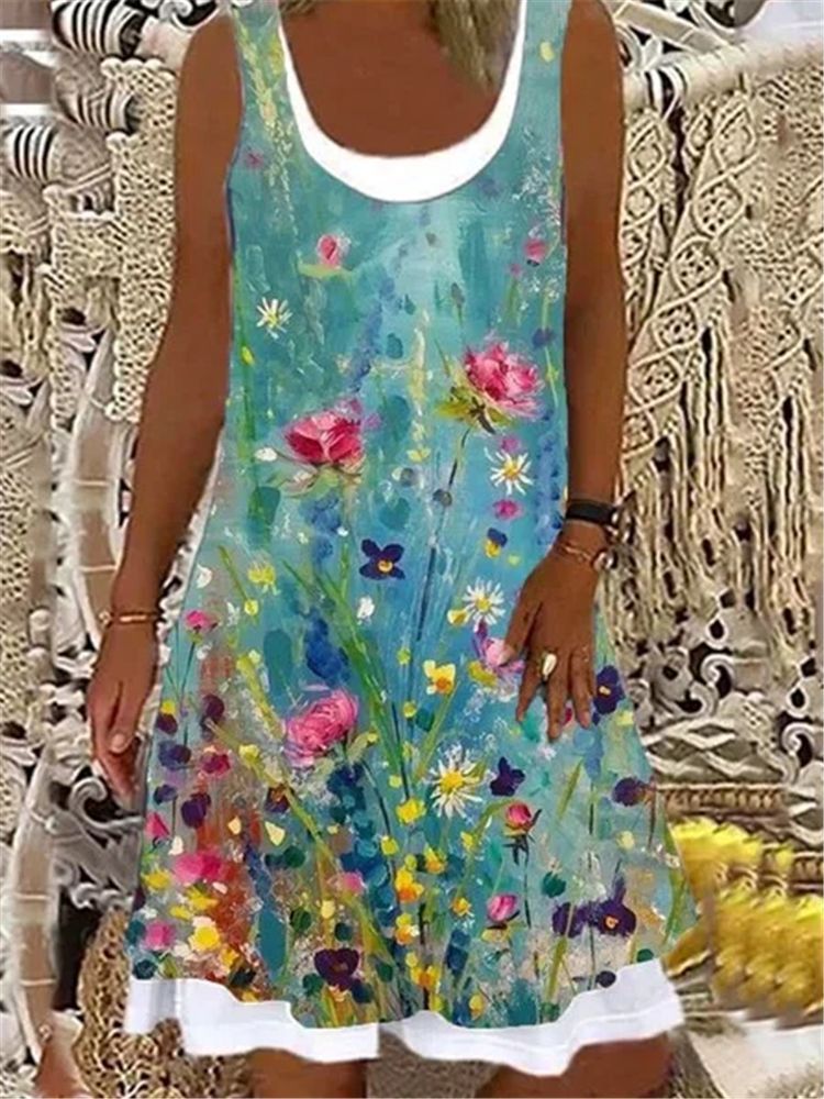 S4R-Cotton Casual Floral Short Sleeve Dresses