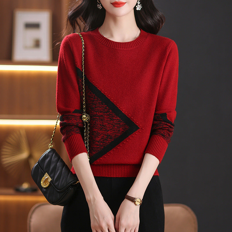 S4R-Round Neck Multicolor Sweater Sweaters Women's Clothing Long Sleeve