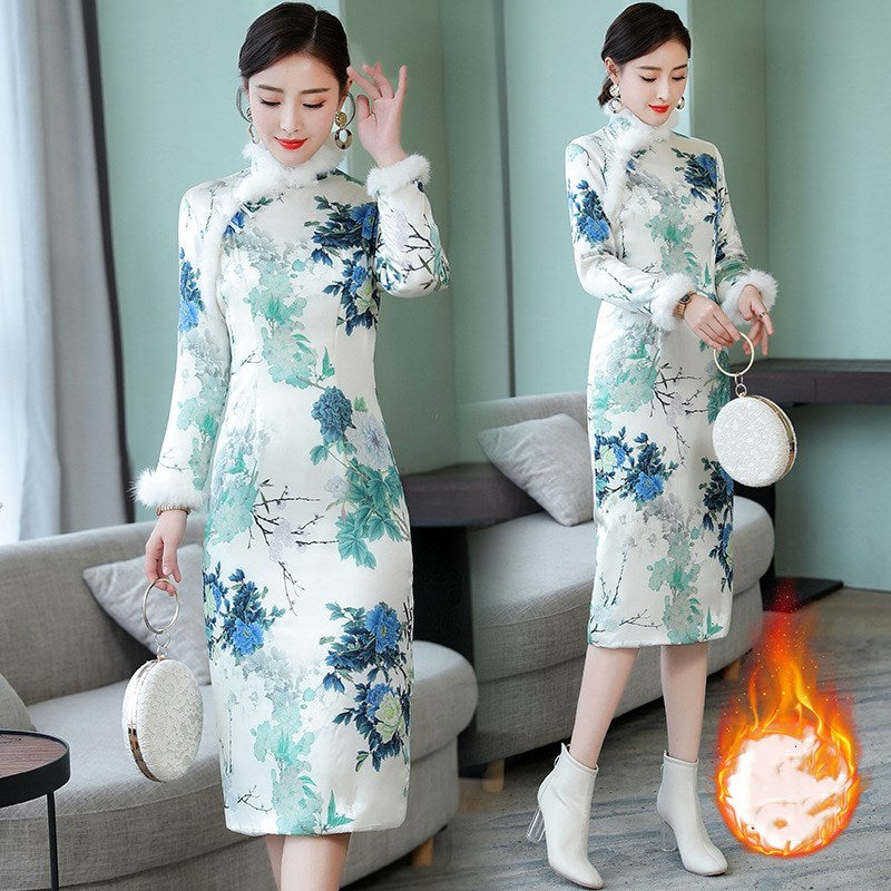 S4R-Thickened warm vintage MIDI dresses