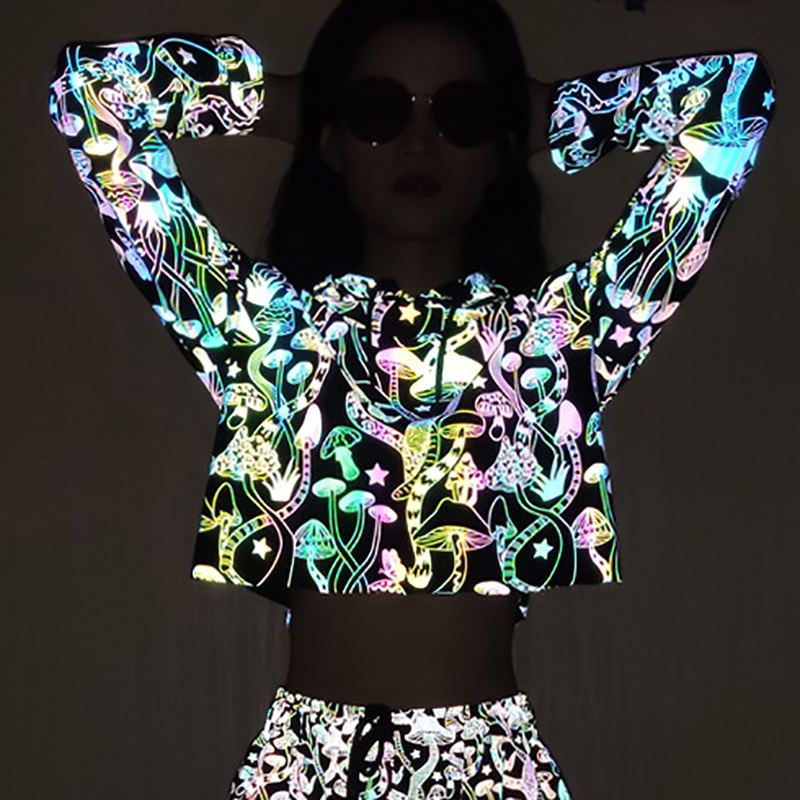 S4R-New Mushroom Reflective Hoodies Women