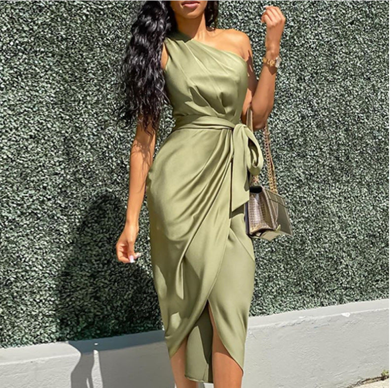 S4R-Dresses with slanting shoulders and irregular straps